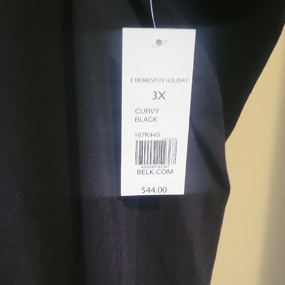 Kim Rogers Sz3X Curvy Winter Black Long Sleeve Top w/Snowflake Chrystal Details - Picture 4 of 5